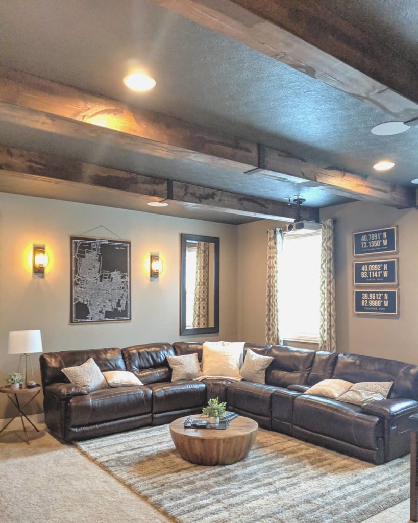 OUR FAVORITE PAINT COLORS PEACE AND PINE DESIGNS SHERWIN WILLIAMS URBAN BRONZE AND MEGA GREIGE BASEMENT