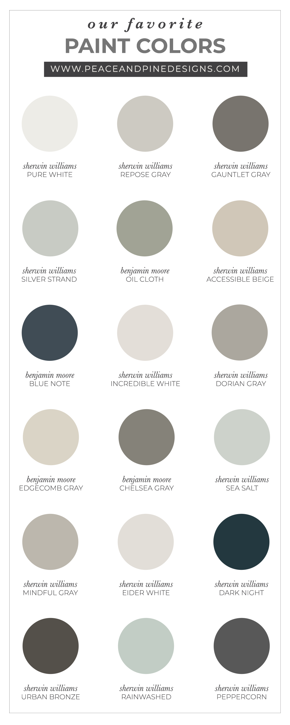 OUR FAVORITE PAINT COLORS PEACE AND PINE DESIGNS