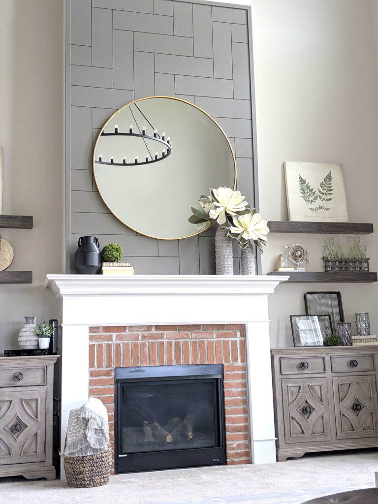 OUR FAVORITE PAINT COLORS PEACE AND PINE DESIGNS SHERWIN WILLIAMS GAUNTLET GRAY HERRINGBONE SHIPLAP FIREPLACE
