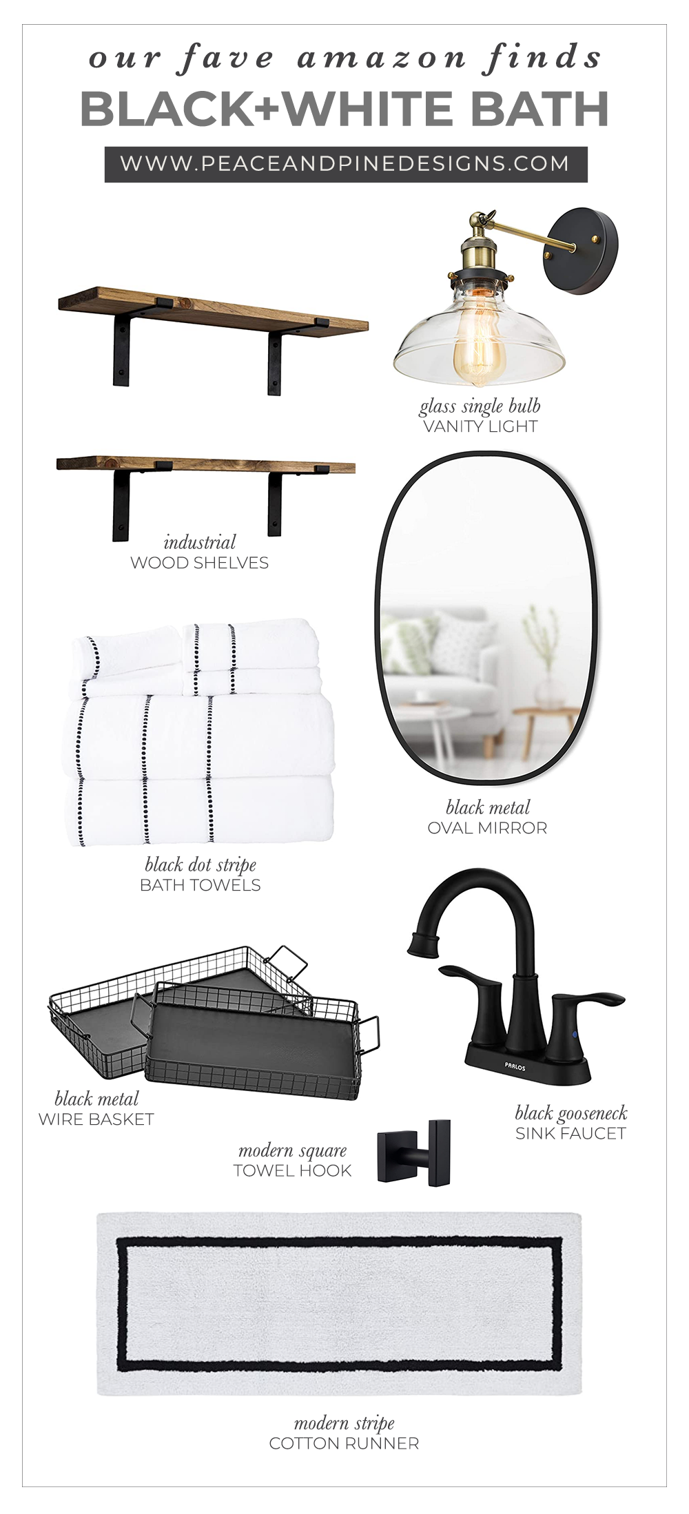 BLACK AND WHITE AMAZON BATHROOM FINDS